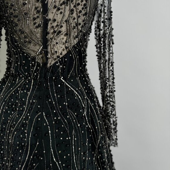 Brand New US 10 GEMY MAALOUF Beaded Embroidered Evening Gown - Picture 6 of 13